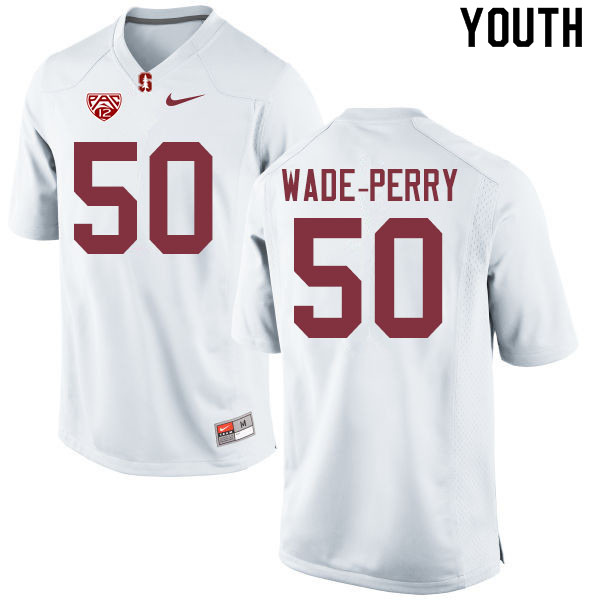 Youth #50 Dalyn Wade-Perry Stanford Cardinal College Football Jerseys Sale-White